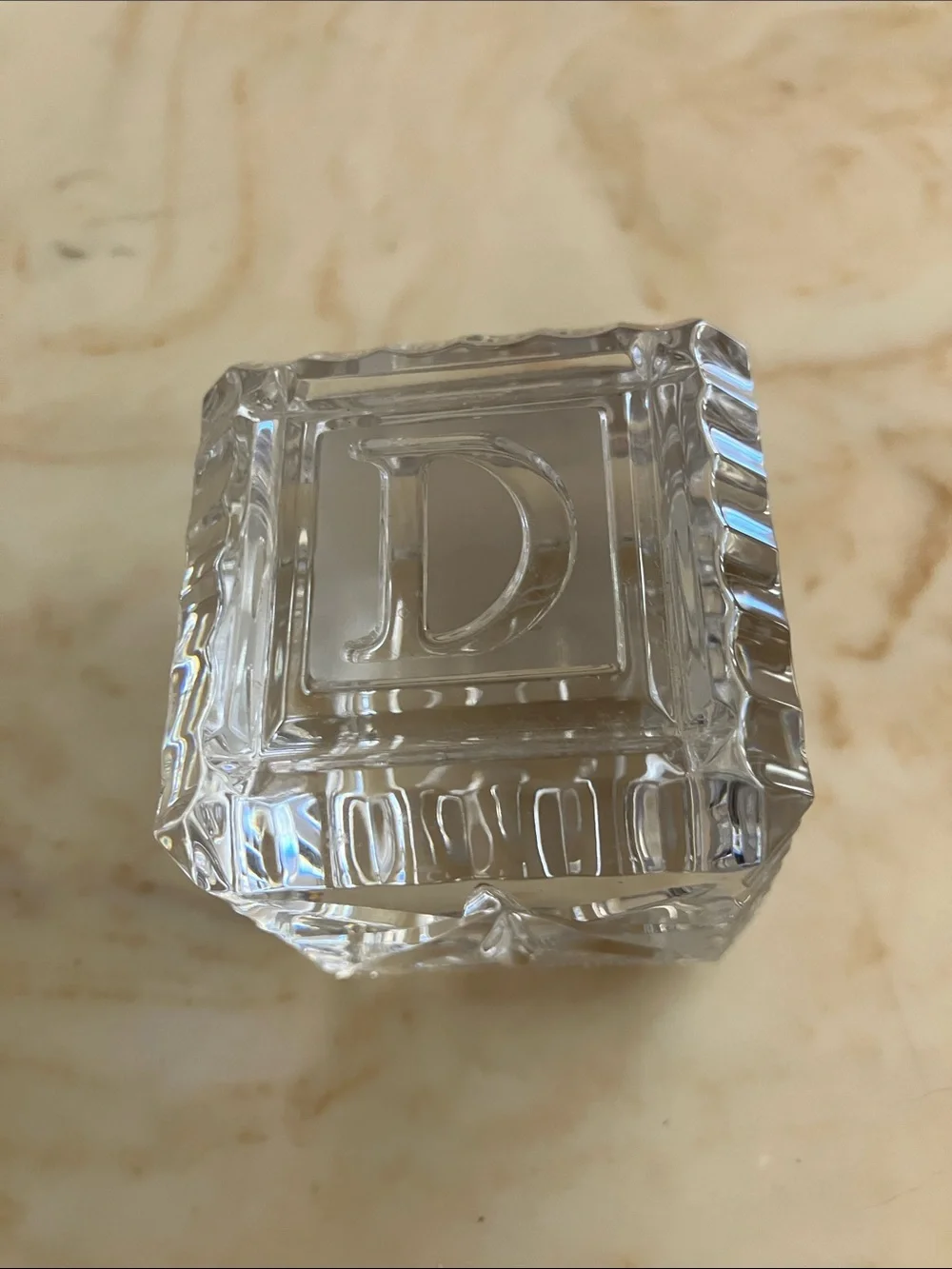 Waterford Crystal Clear Glass Baby Block